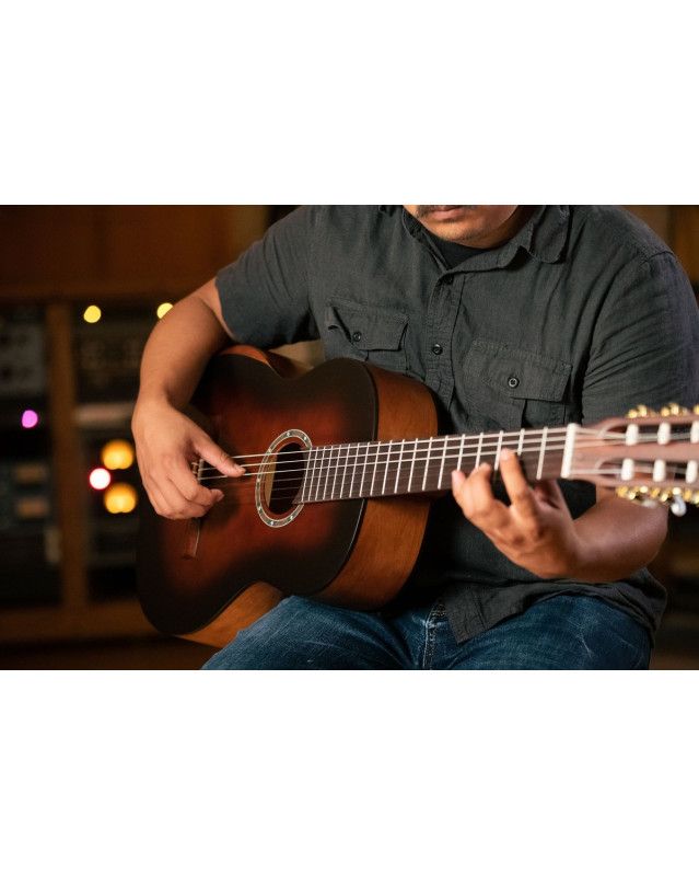 Ortega R55DLX-BFT Student Series Pro DeLuxe 4/4 Classical Guitar 6 String - Solid Spruce / Catalpa Bourbon Fade
