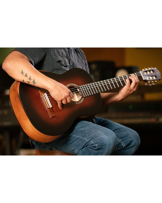 Ortega R55DLX-BFT Student Series Pro DeLuxe 4/4 Classical Guitar 6 String - Solid Spruce / Catalpa Bourbon Fade