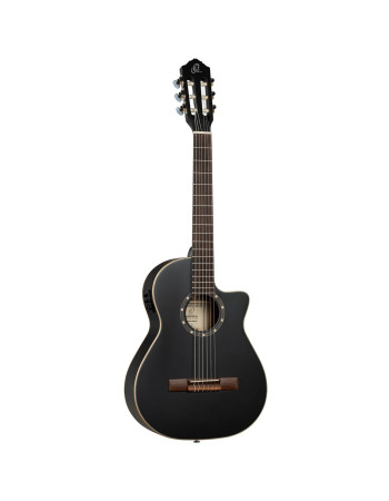 Ortega RCE125SBK-3/4 Family Series 3/4 Nylon String Guitar 6-String - Satin Black + Gig Bag