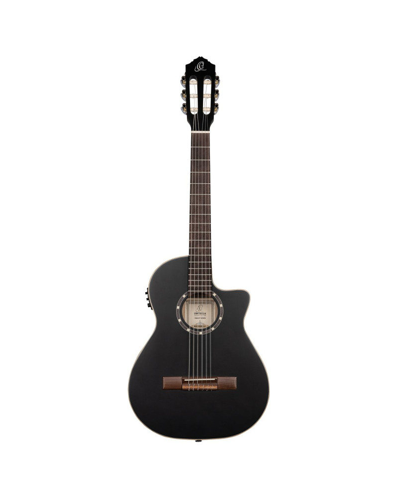Ortega RCE125SBK-3/4 Family Series 3/4 Nylon String Guitar 6-String - Satin Black + Gig Bag
