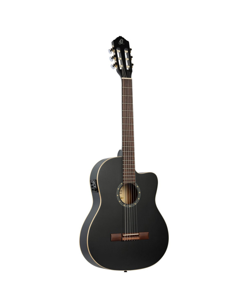 Ortega RCE125SN-SBK Family Series 4/4 Classical Slim Neck Guitar 6 String - Spruce / Mahogany Satin Black + Gig Bag