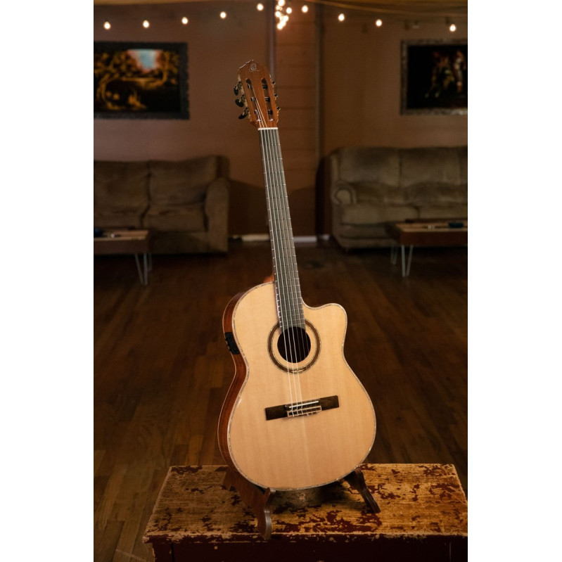 Ortega RCE138-T4 Performer Series 4/4 Thinline Classical Guitar 6-String - Natural + Gig Bag