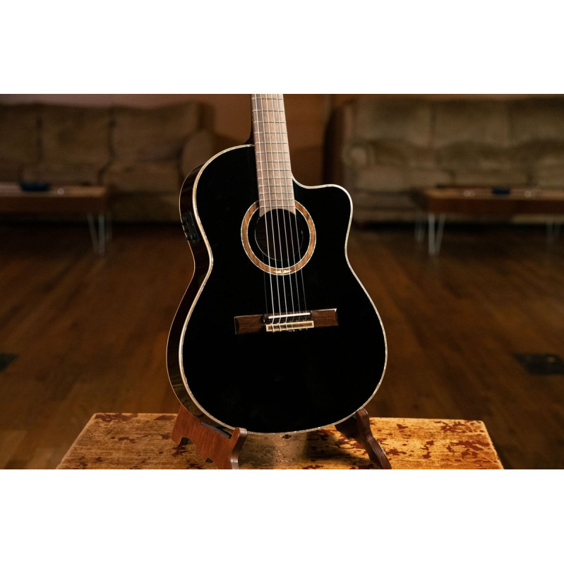 Ortega RCE138-T4BK Performer Series 4/4 Thinline Classical Guitar 6-String - Black + Gig Bag
