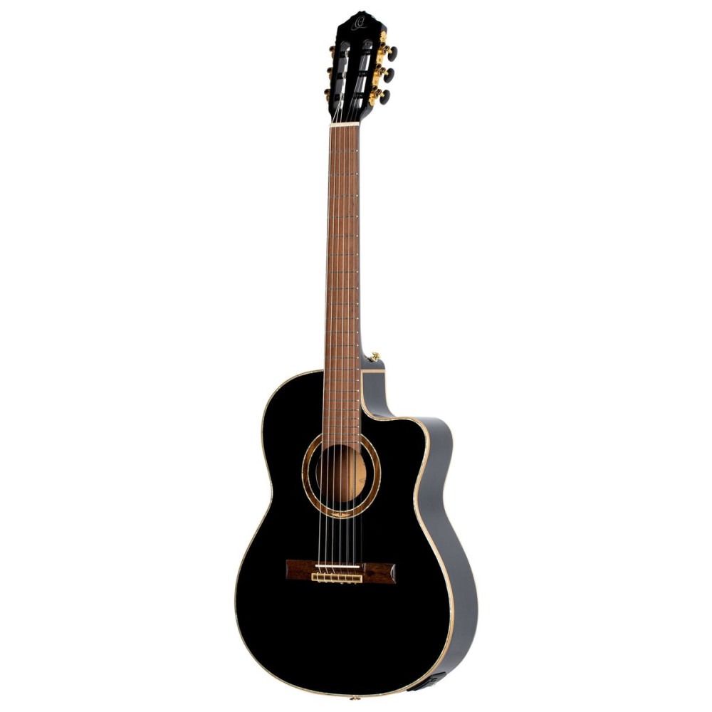 Ortega RCE138-T4BK Performer Series 4/4 Thinline Classical Guitar 6-String - Black + Gig Bag