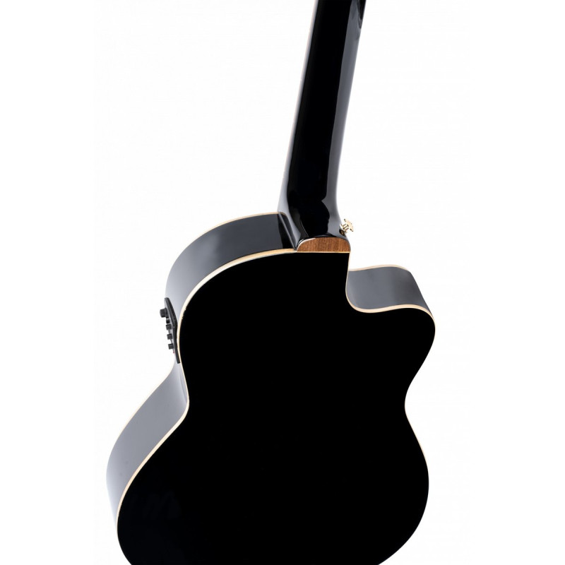 Ortega RCE138-T4BK-L Performer Series 4/4 Thinline Classical Guitar 6-String Lefty - Black + Gig Bag