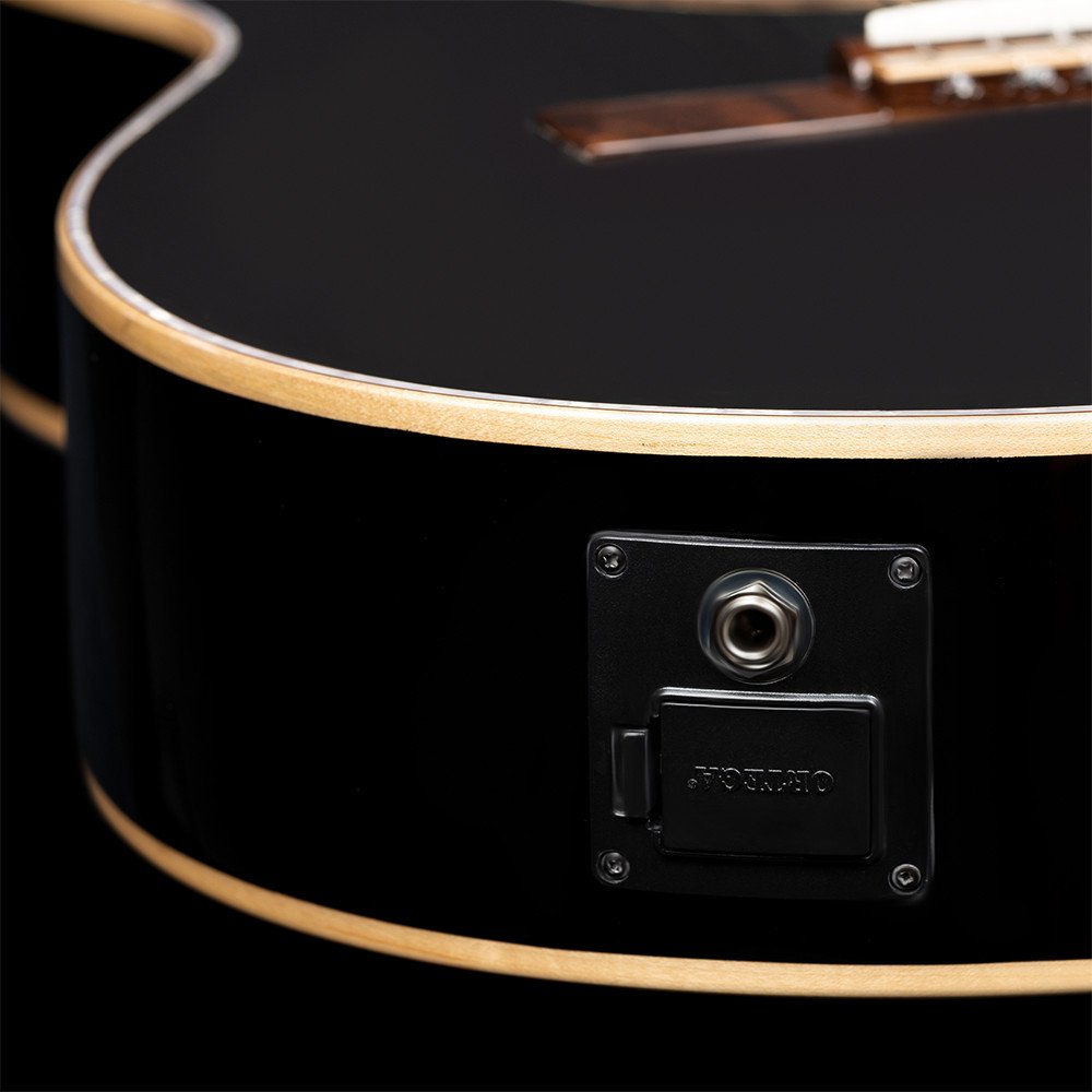Ortega RCE138-T4BK-L Performer Series 4/4 Thinline Classical Guitar 6-String Lefty - Black + Gig Bag