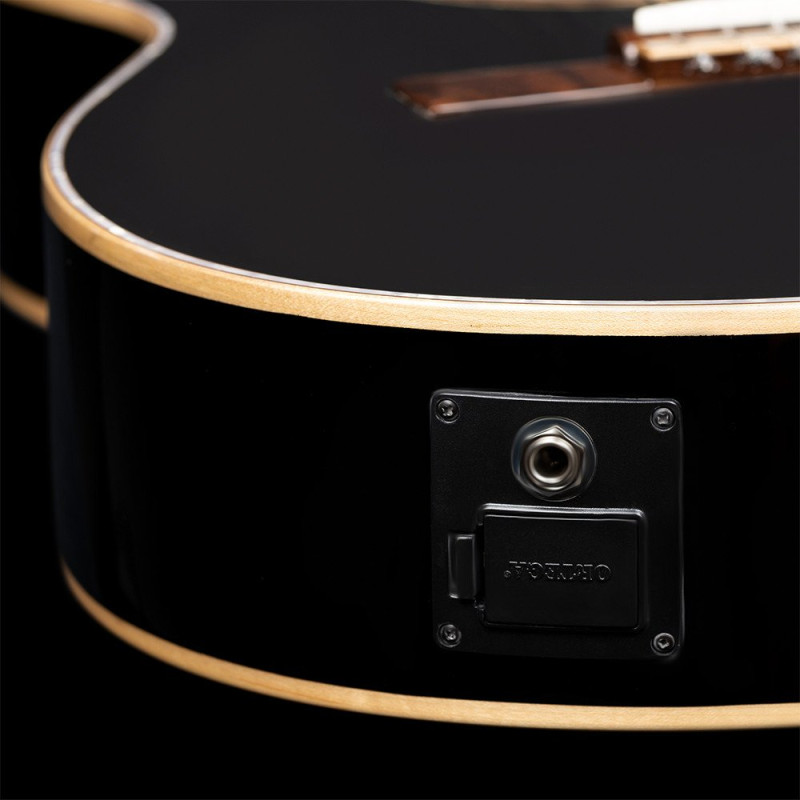 Ortega RCE138-T4BK-L Performer Series 4/4 Thinline Classical Guitar 6-String Lefty - Black + Gig Bag