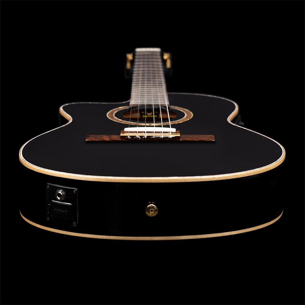 Ortega RCE138-T4BK-L Performer Series 4/4 Thinline Classical Guitar 6-String Lefty - Black + Gig Bag