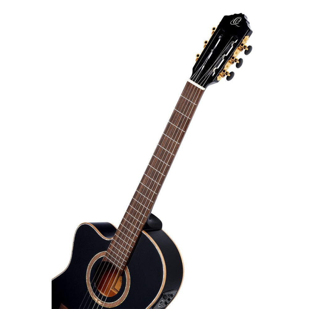 Ortega RCE138-T4BK-L Performer Series 4/4 Thinline Classical Guitar 6-String Lefty - Black + Gig Bag