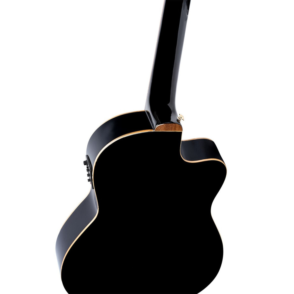 Ortega RCE138-T4BK-L Performer Series 4/4 Thinline Classical Guitar 6-String Lefty - Black + Gig Bag