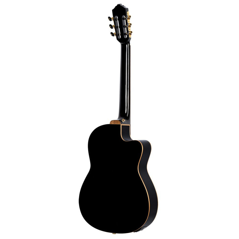 Ortega RCE138-T4BK-L Performer Series 4/4 Thinline Classical Guitar 6-String Lefty - Black + Gig Bag