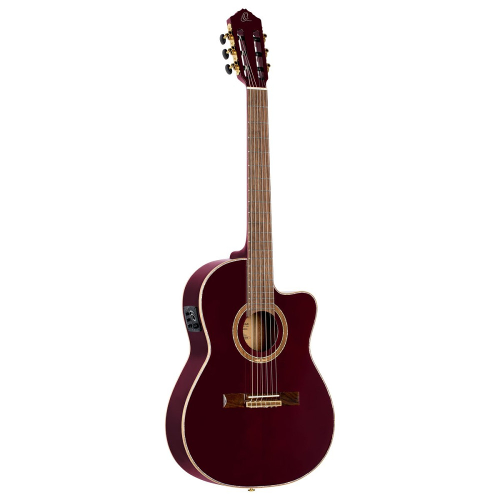 Ortega RCE138-T4STR Performer Series 4/4 Thinline Classical Guitar 6-String - Stained Red + Gig Bag