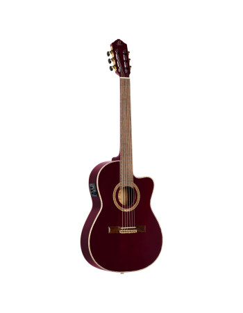 Ortega RCE138-T4STR Performer Series 4/4 Thinline Classical Guitar 6-String - Stained Red + Gig Bag