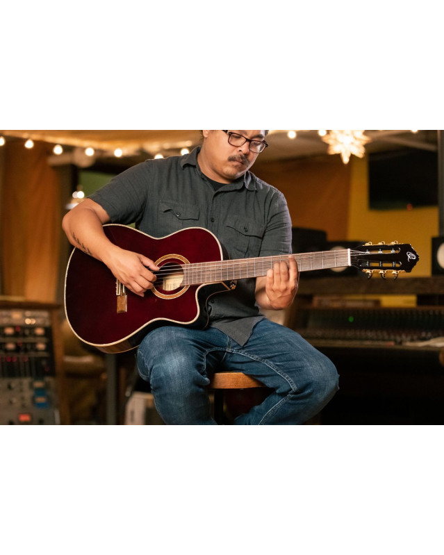 Ortega RCE138-T4STR Performer Series 4/4 Thinline Classical Guitar 6-String - Stained Red + Gig Bag