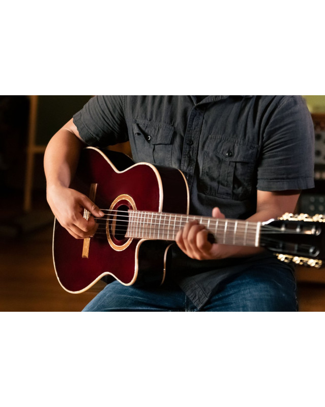 Ortega RCE138-T4STR Performer Series 4/4 Thinline Classical Guitar 6-String - Stained Red + Gig Bag