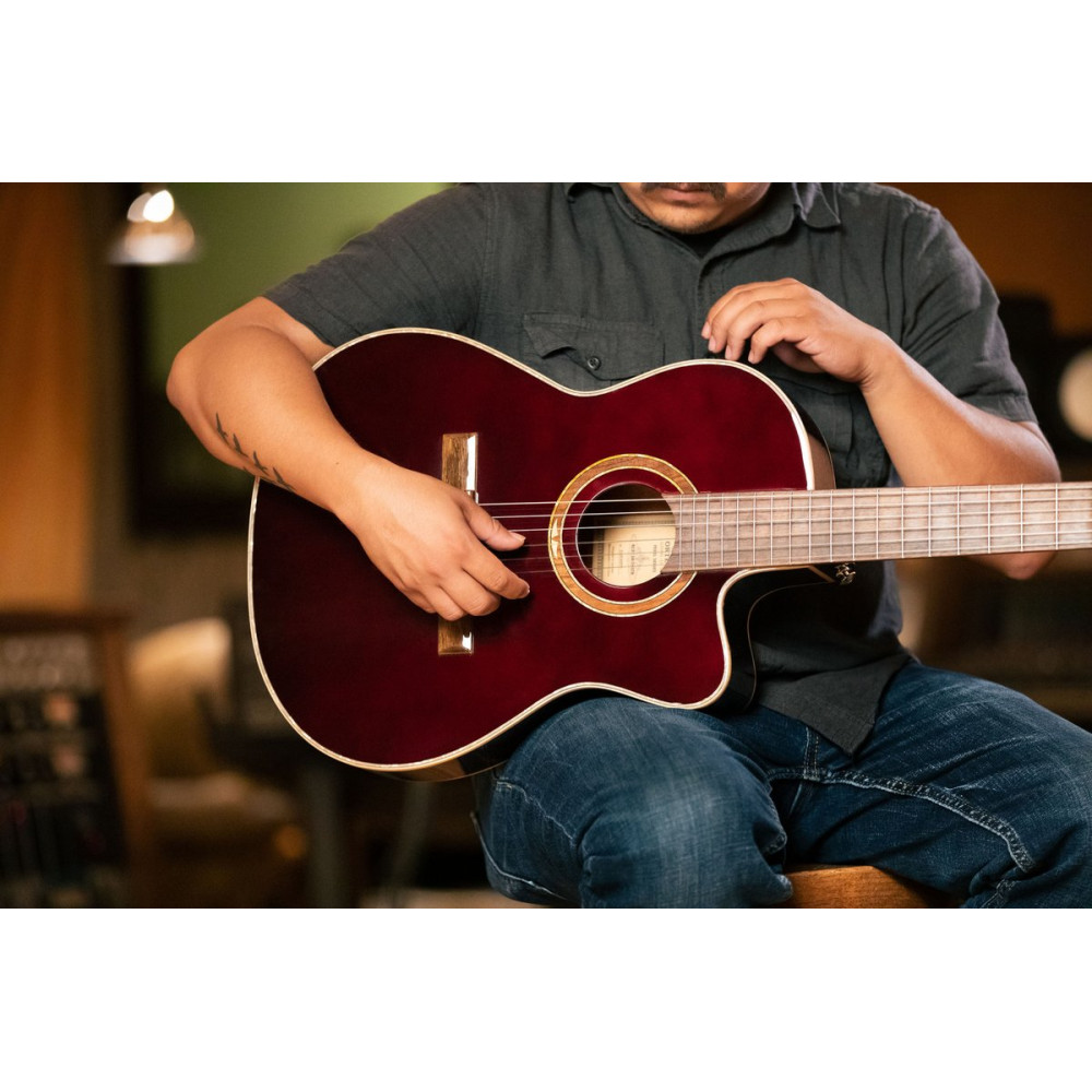 Ortega RCE138-T4STR Performer Series 4/4 Thinline Classical Guitar 6-String - Stained Red + Gig Bag