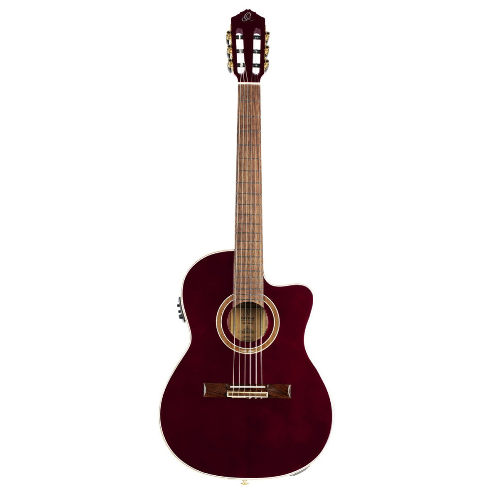 Ortega RCE138-T4STR Performer Series 4/4 Thinline Classical Guitar 6-String - Stained Red + Gig Bag