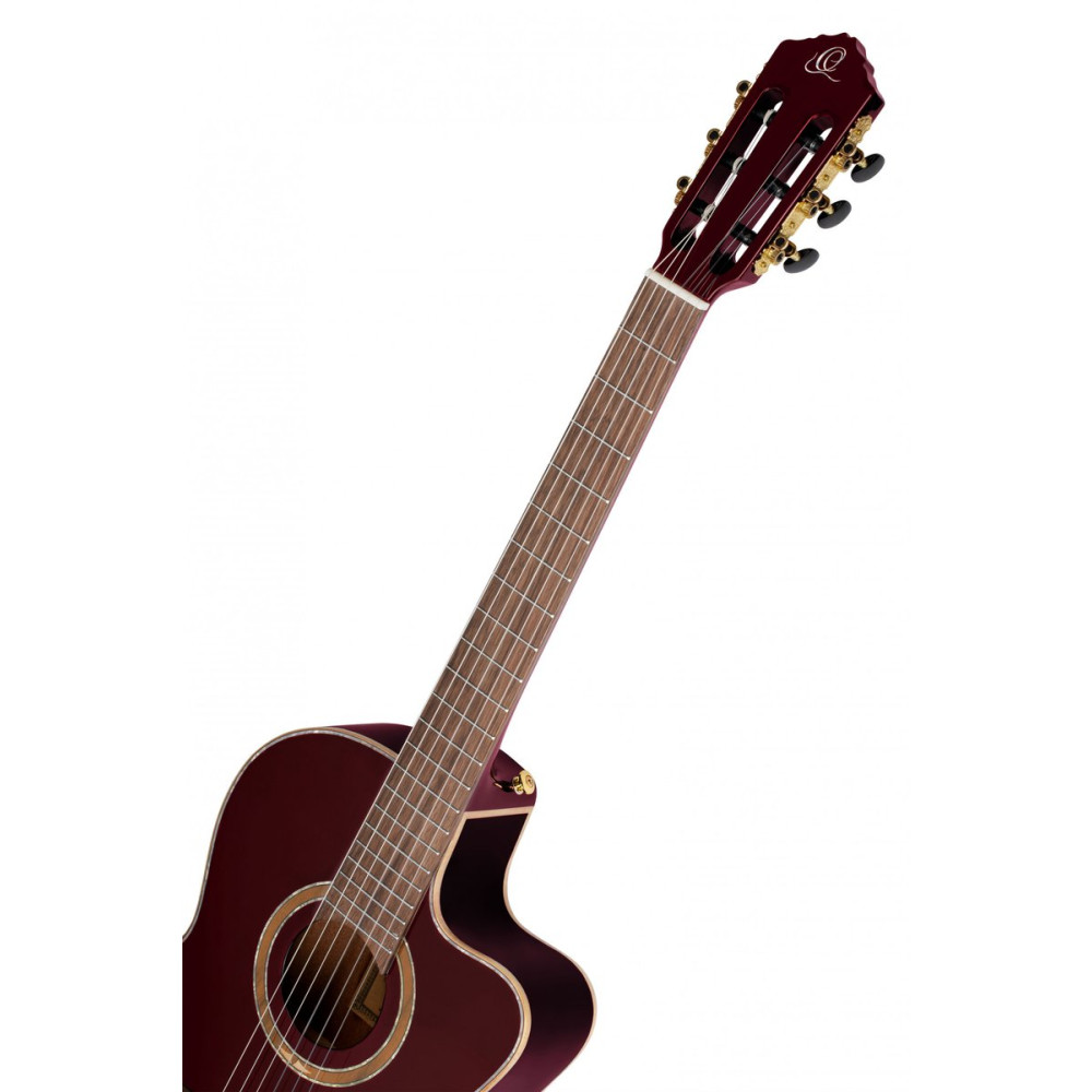 Ortega RCE138-T4STR Performer Series 4/4 Thinline Classical Guitar 6-String - Stained Red + Gig Bag