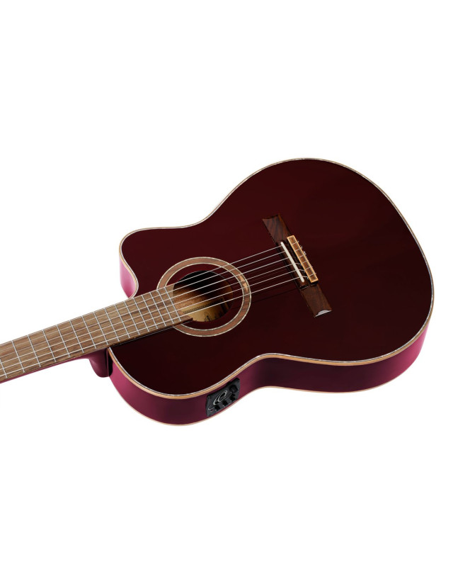 Ortega RCE138-T4STR Performer Series 4/4 Thinline Classical Guitar 6-String - Stained Red + Gig Bag