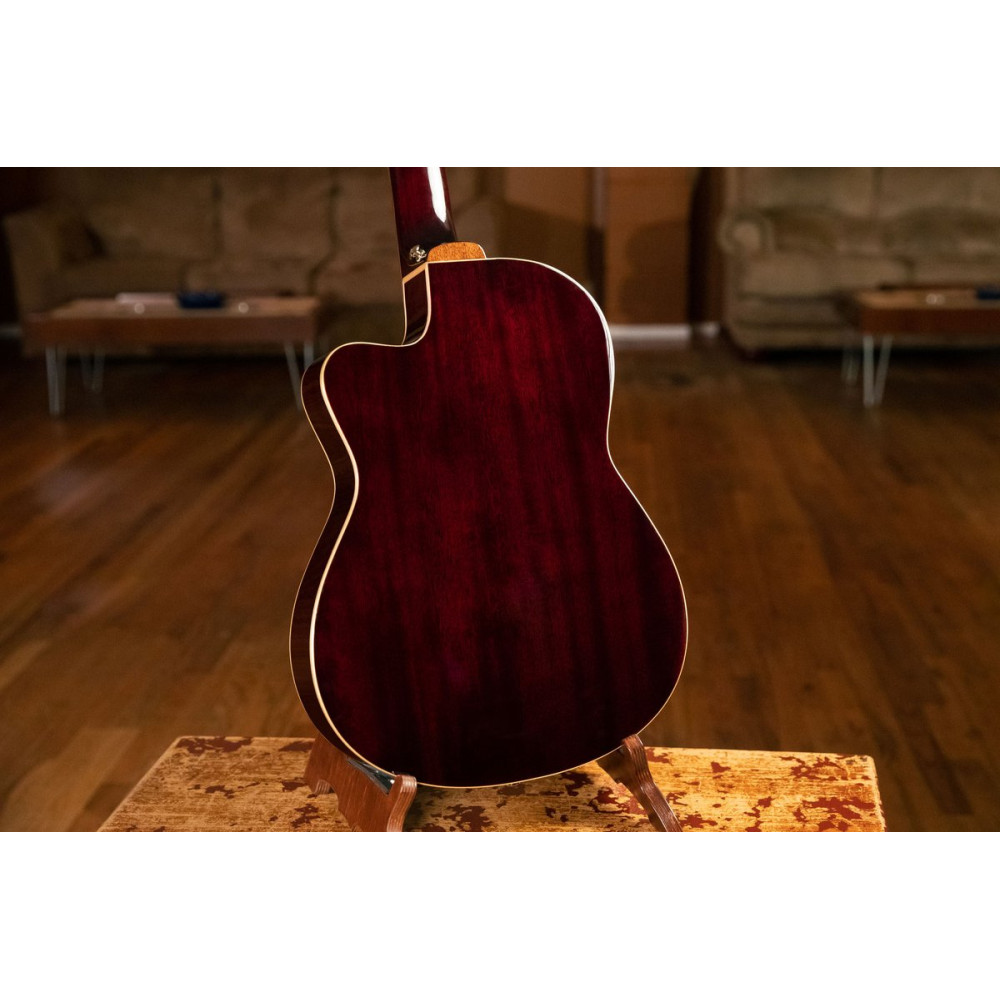 Ortega RCE138-T4STR Performer Series 4/4 Thinline Classical Guitar 6-String - Stained Red + Gig Bag