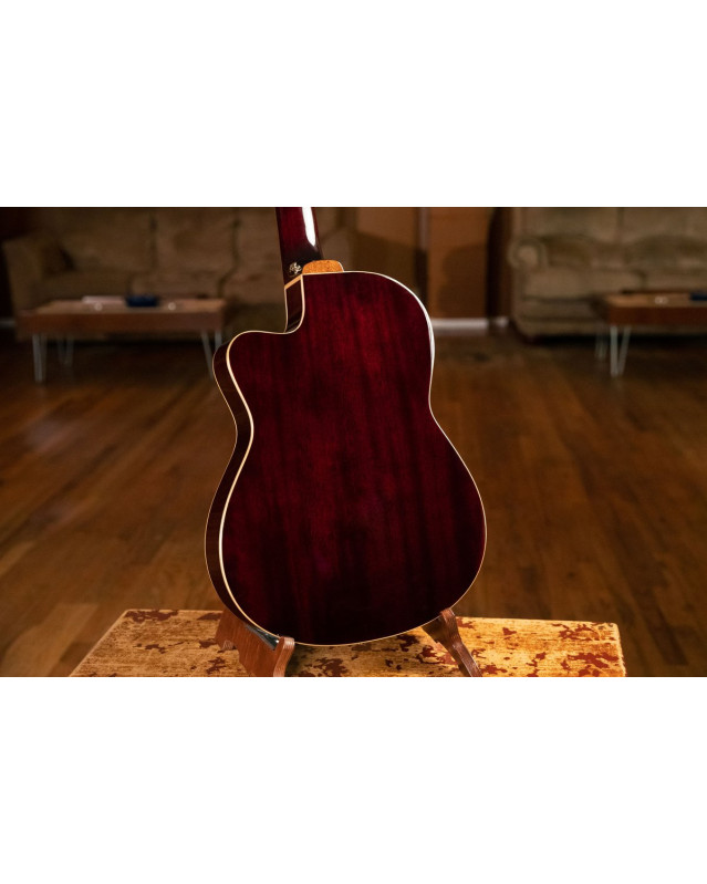 Ortega RCE138-T4STR Performer Series 4/4 Thinline Classical Guitar 6-String - Stained Red + Gig Bag