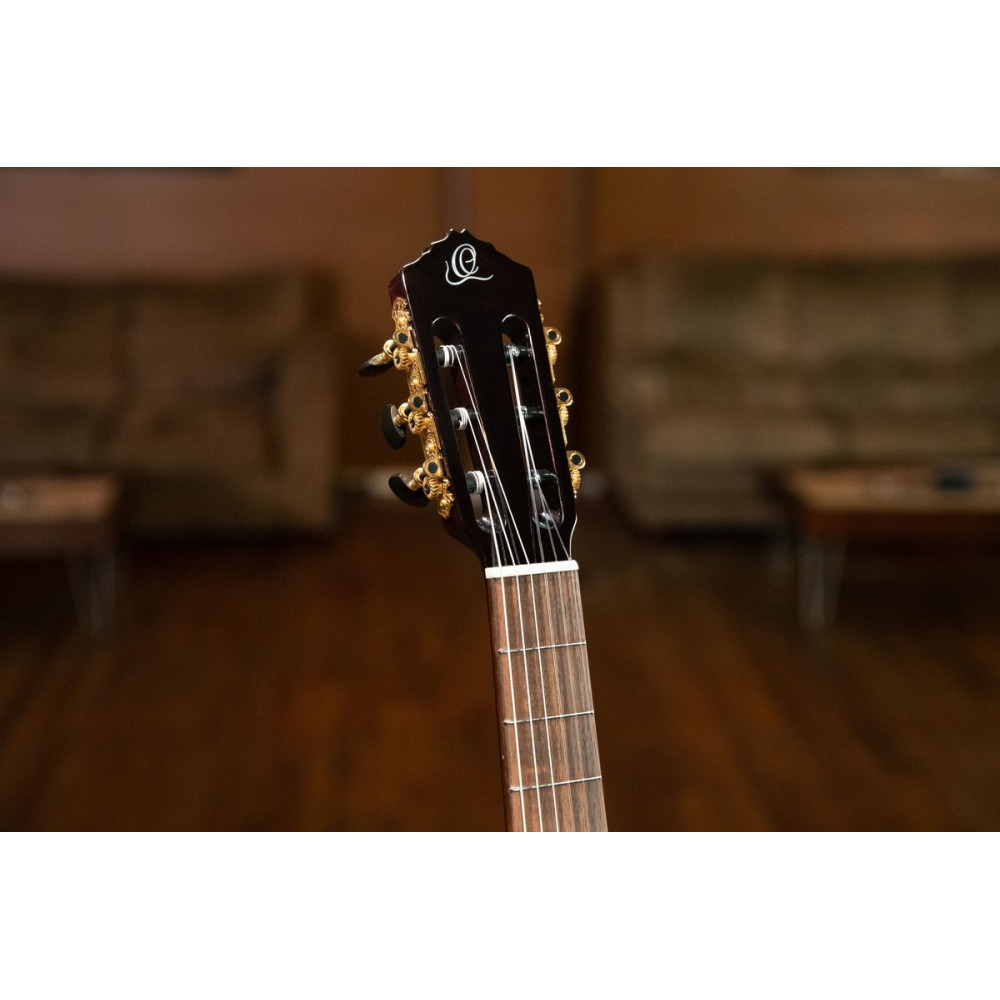Ortega RCE138-T4STR Performer Series 4/4 Thinline Classical Guitar 6-String - Stained Red + Gig Bag