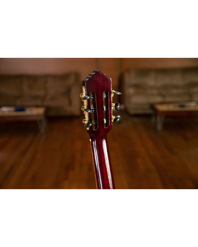 Ortega RCE138-T4STR Performer Series 4/4 Thinline Classical Guitar 6-String - Stained Red + Gig Bag