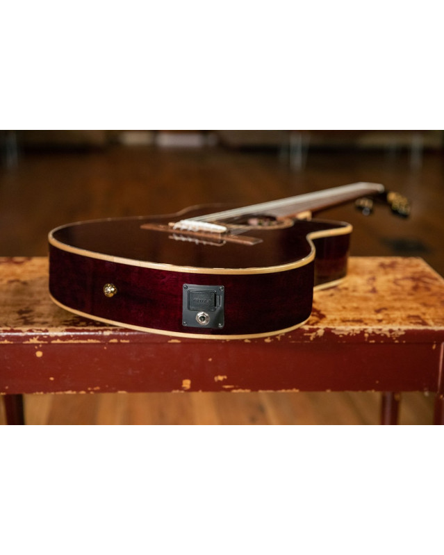 Ortega RCE138-T4STR Performer Series 4/4 Thinline Classical Guitar 6-String - Stained Red + Gig Bag