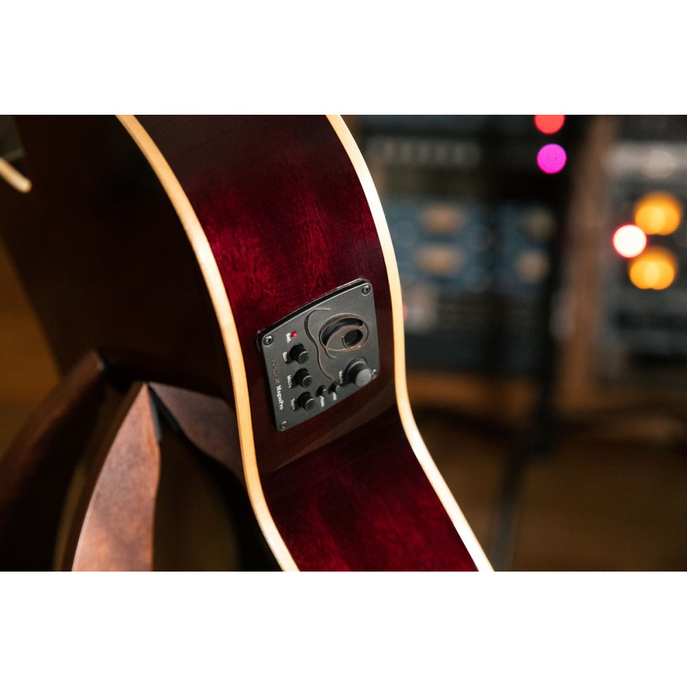 Ortega RCE138-T4STR Performer Series 4/4 Thinline Classical Guitar 6-String - Stained Red + Gig Bag