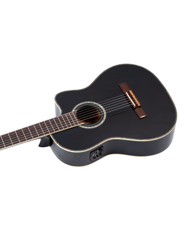 Ortega RCE141BK Family Series Pro 4/4 Classical Guitar 6 String - Solid Spruce / Mahogany Black + Gig Bag