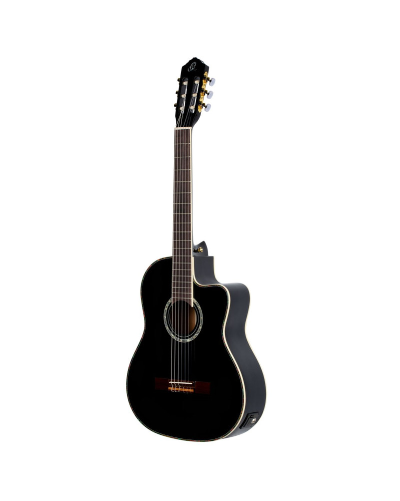 Ortega RCE141BK Family Series Pro 4/4 Classical Guitar 6 String - Solid Spruce / Mahogany Black + Gig Bag