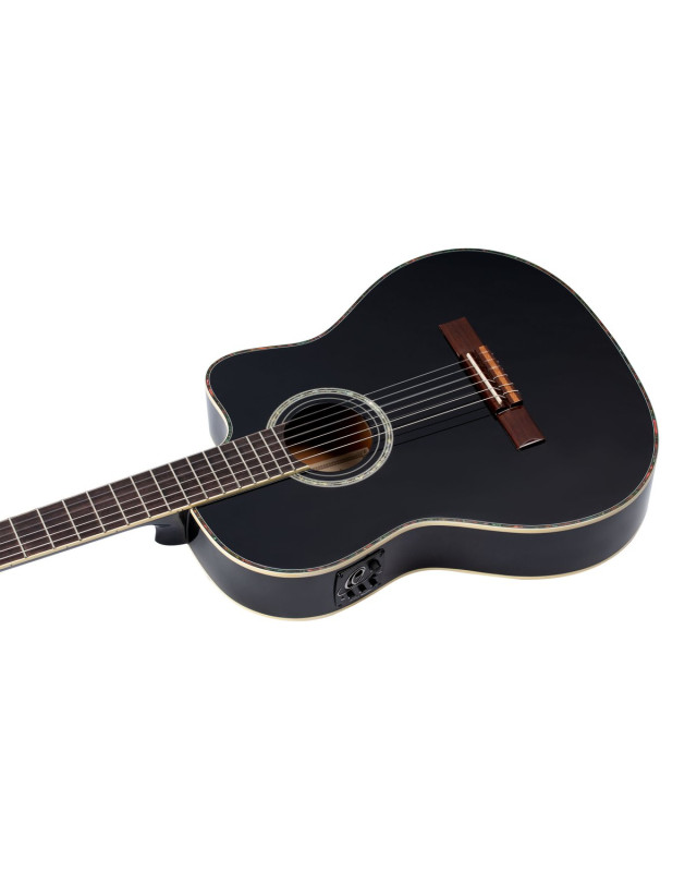 Ortega RCE145BK Family Series Pro 4/4 Classical Guitar 6 String - Solid Spruce / Mahogany Black + Bag
