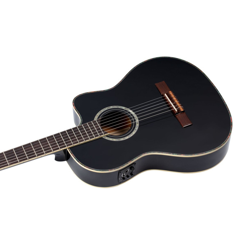 Ortega RCE145BK Family Series Pro 4/4 Classical Guitar 6 String - Solid Spruce / Mahogany Black + Bag