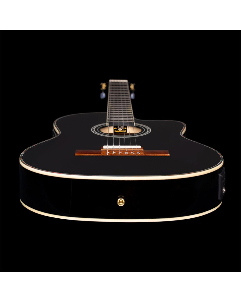 Ortega RCE145BK Family Series Pro 4/4 Classical Guitar 6 String - Solid Spruce / Mahogany Black + Bag
