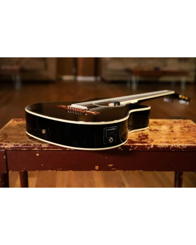 Ortega RCE145BK Family Series Pro 4/4 Classical Guitar 6 String - Solid Spruce / Mahogany Black + Bag