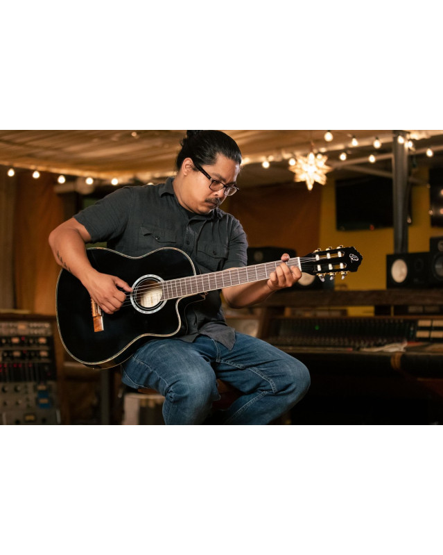 Ortega RCE145BK Family Series Pro 4/4 Classical Guitar 6 String - Solid Spruce / Mahogany Black + Bag