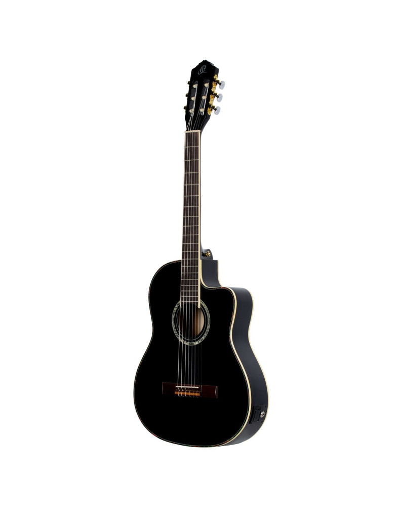 Ortega RCE145BK Family Series Pro 4/4 Classical Guitar 6 String - Solid Spruce / Mahogany Black + Bag