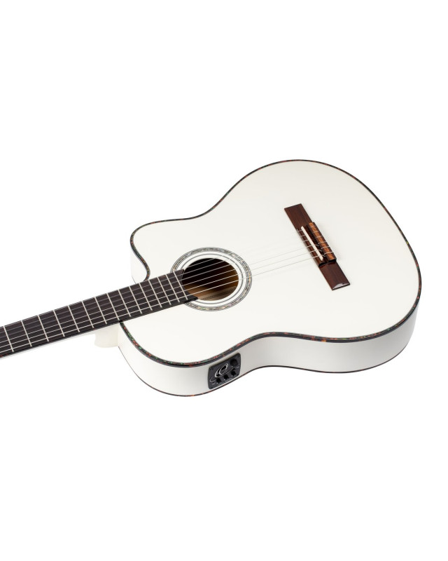 Ortega RCE145WH Family Series Pro 4/4 Classical Guitar 6 String - Solid Spruce / Mahogany White + Bag
