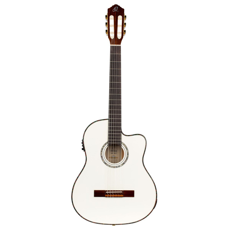 Ortega RCE145WH Family Series Pro 4/4 Classical Guitar 6 String - Solid Spruce / Mahogany White + Bag