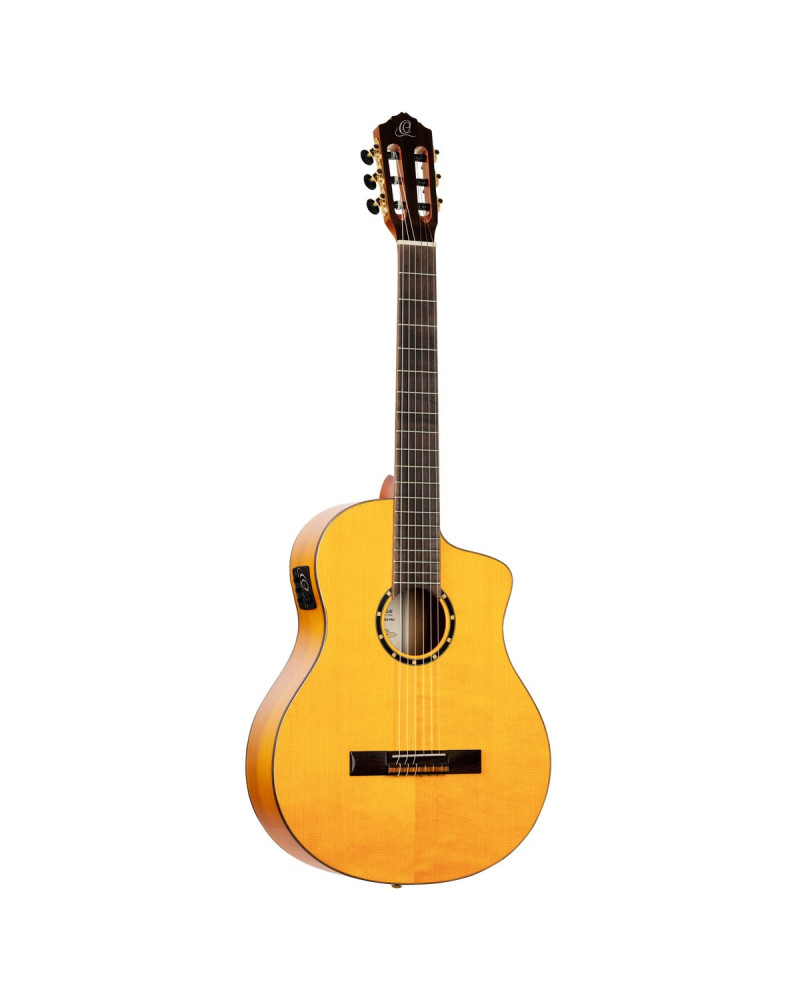 Ortega RCE170F Family Series Pro 4/4 Acoustic Guitar 6 String - Solid Spruce / Cypress Gloss Stain Yellow + Gig Bag