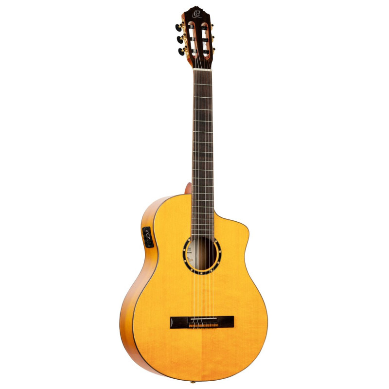 Ortega RCE170F Family Series Pro 4/4 Acoustic Guitar 6 String - Solid Spruce / Cypress Gloss Stain Yellow + Gig Bag
