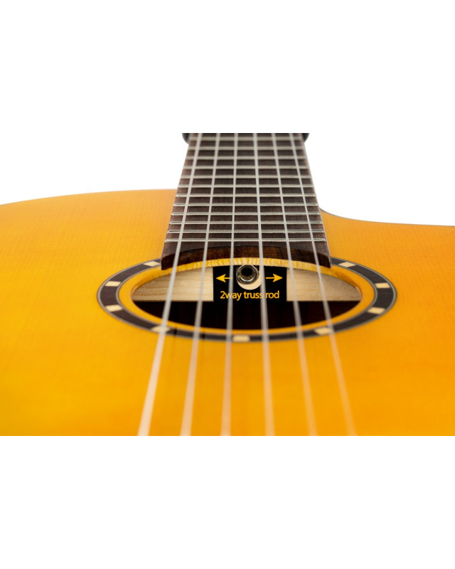 Ortega RCE170F Family Series Pro 4/4 Acoustic Guitar 6 String - Solid Spruce / Cypress Gloss Stain Yellow + Gig Bag