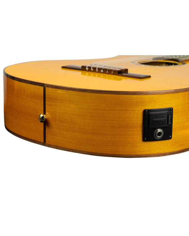 Ortega RCE170F Family Series Pro 4/4 Acoustic Guitar 6 String - Solid Spruce / Cypress Gloss Stain Yellow + Gig Bag