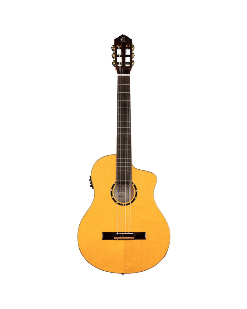 Ortega RCE170F Family Series Pro 4/4 Acoustic Guitar 6 String - Solid Spruce / Cypress Gloss Stain Yellow + Gig Bag