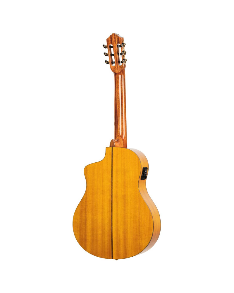Ortega RCE170F Family Series Pro 4/4 Acoustic Guitar 6 String - Solid Spruce / Cypress Gloss Stain Yellow + Gig Bag