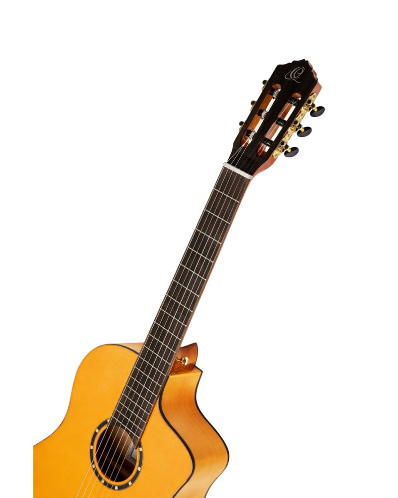 Ortega RCE170F Family Series Pro 4/4 Acoustic Guitar 6 String - Solid Spruce / Cypress Gloss Stain Yellow + Gig Bag