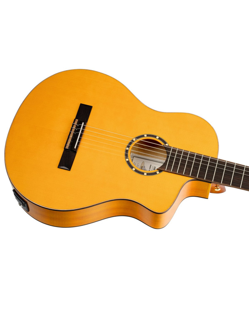 Ortega RCE170F Family Series Pro 4/4 Acoustic Guitar 6 String - Solid Spruce / Cypress Gloss Stain Yellow + Gig Bag