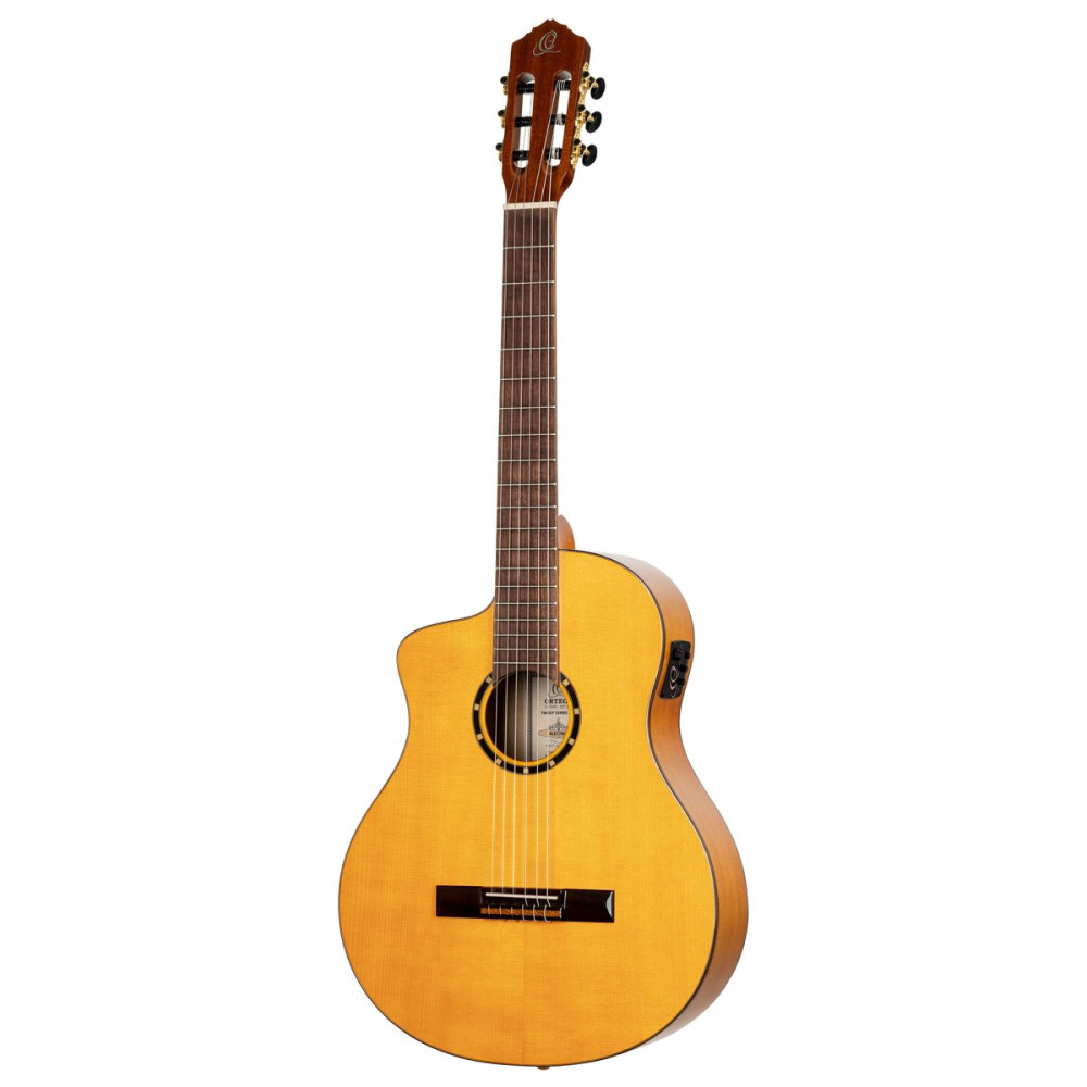 Ortega RCE170F-L Family Series Pro 4/4 Acoustic Guitar 6 String Lefty - Solid Spruce / Cypress Gloss Stain Yellow + Gig 