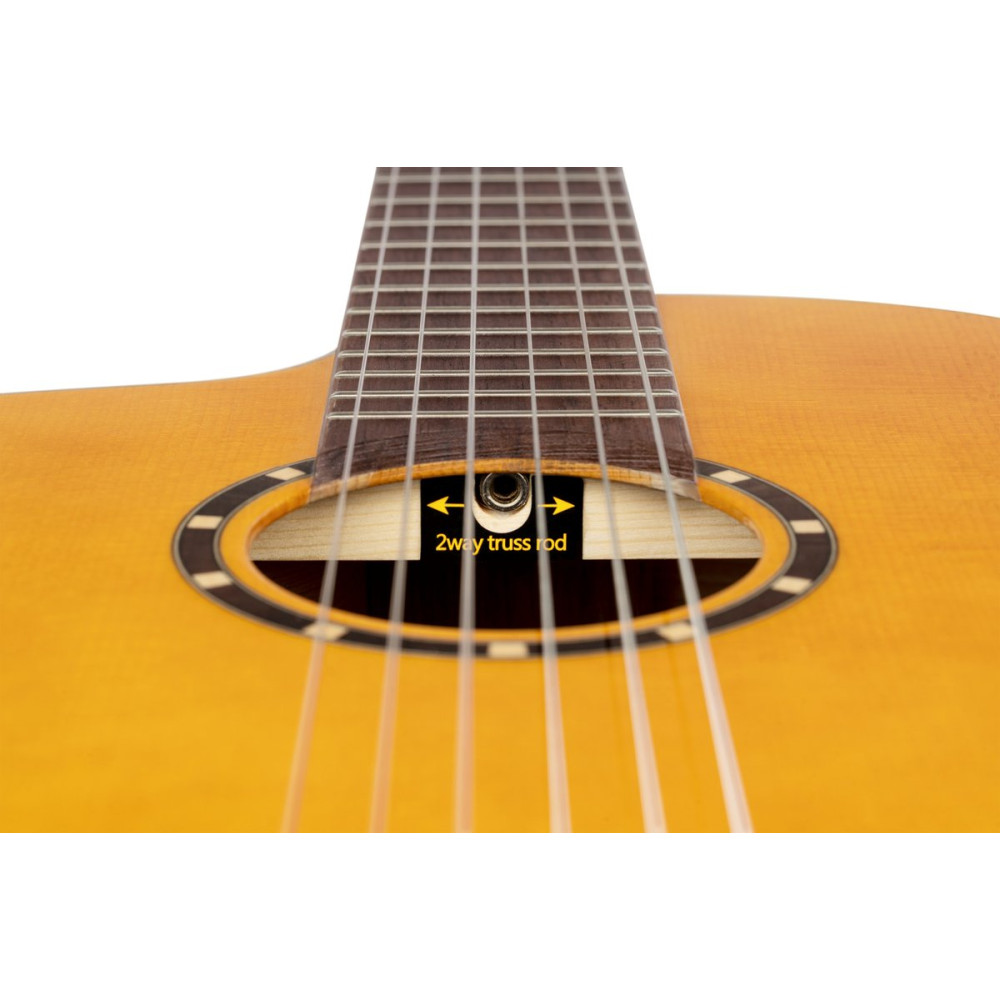 Ortega RCE170F-L Family Series Pro 4/4 Acoustic Guitar 6 String Lefty - Solid Spruce / Cypress Gloss Stain Yellow + Gig 