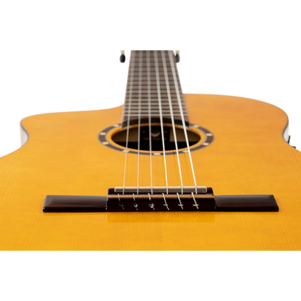 Ortega RCE170F-L Family Series Pro 4/4 Acoustic Guitar 6 String Lefty - Solid Spruce / Cypress Gloss Stain Yellow + Gig 